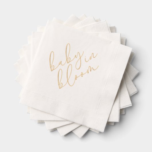 Simple Baby in Bloom Shower Script Foil Napkins (Insitu (empilé))