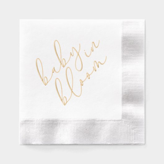 Simple Baby in Bloom Shower Script Foil Napkins (Recto)