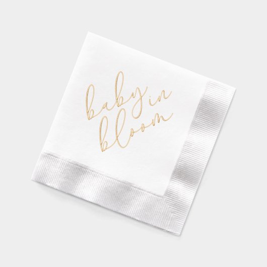 Simple Baby in Bloom Shower Script Foil Napkins (Gauche)