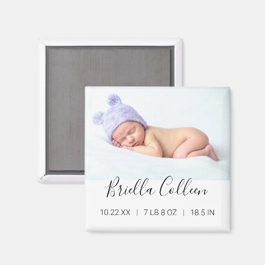 Simple Baby Photo Birth Announounding Magnet Magneet (Voorkant / Achterkant)