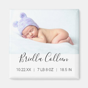 Simple Baby Photo Birth Announounding Magnet Magneet