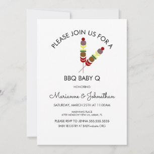 Simple Baby shower BBQ Baby Q Kabobs Kaart