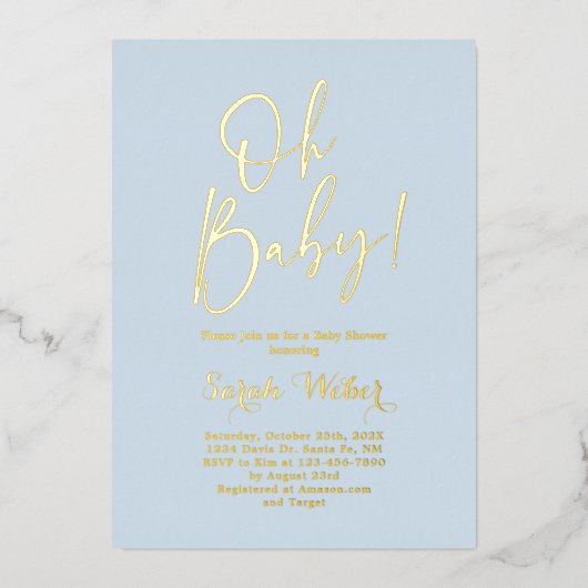 Simple Baby shower Boy Real Foil Invitation (Recto)
