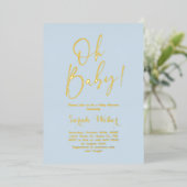 Simple Baby shower Boy Real Foil Invitation (Debout devant)