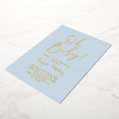 Simple Baby shower Boy Real Foil Invitation (Rotation)