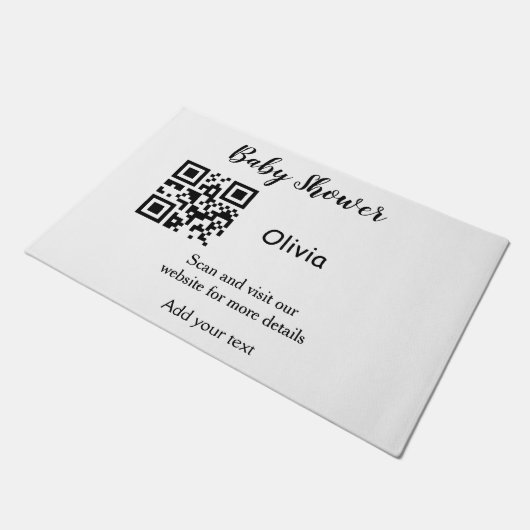 Simple baby shower website barcode QR add name det Deurmat (Schuin)