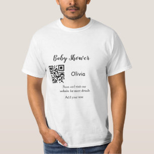Simple baby shower website QR add name det T-shirt