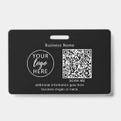 Simple Badge d'Affaires Noir Scannable (Arrière)