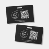 Simple Badge d'Affaires Noir Scannable (Avant & arrière)
