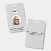 Simple badge de nom d'entreprise pour photo d'iden (Avant & arrière)