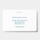 Simple badge d'employé de concierge d'hôtel person (Arrière)