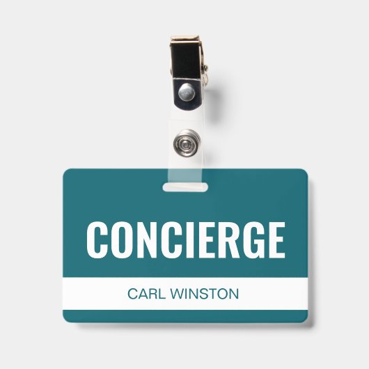 Simple badge d'employé de concierge d'hôtel person (Avant avec clip)