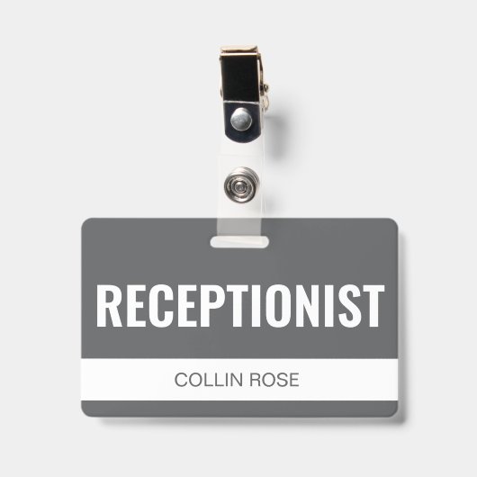 Simple Badge d'employé de réception d'hôtel person (Avant avec clip)