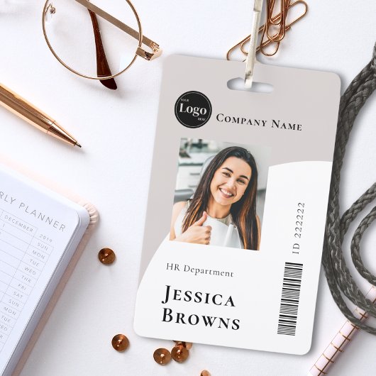 Simple badge d'entreprise beige minimaliste