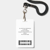 Simple badge d'identification d'employé avec code- (Arrière avec lanière)
