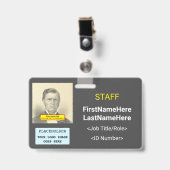 Simple badge d'identification du personnel (Avant avec clip)