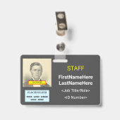 Simple badge d'identification du personnel (Arrière avec clip)
