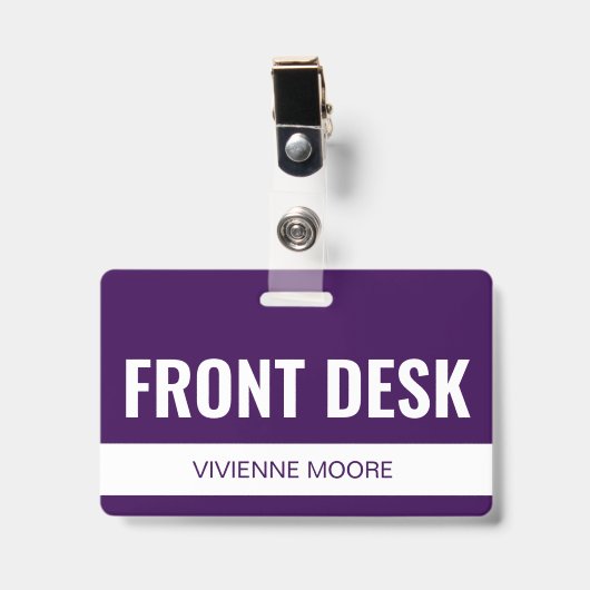 Simple Badge d'identité de l'employé de la récepti (Avant avec clip)