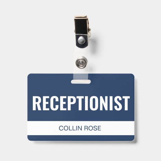 Simple Badge d'identité de l'employé de la récepti (Avant avec clip)
