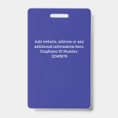 Simple Badge d'identité professionnelle photo Bleu (Arrière)