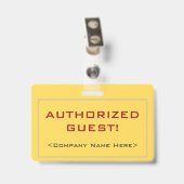 Simple badge "INVITÉ AUTORISÉ !" (Arrière avec clip)