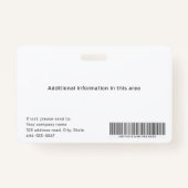 Simple badge personnalisé de photo et de nom emplo (Dos)