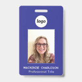 Simple badge photo d'identité professionnelle bleu (Avant)