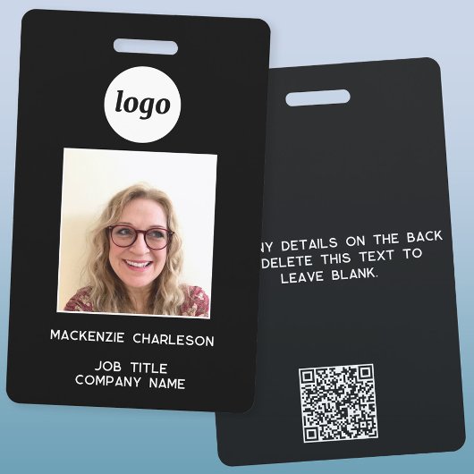 Simple badge photo ID code QR étiquette nominative