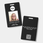 Simple badge photo ID code QR étiquette nominative (Avant & arrière)