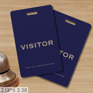 Simple Badge Visiteur Bleu Marine Vertical