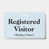 Simple badge "Visiteur enregistré" (Arrière)