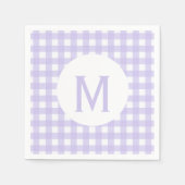 Simple Basic Bleek Lavender Gingham Monogram Servet (Voorkant)