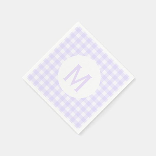 Simple Basic Bleek Lavender Gingham Monogram Servetten (Hoek)