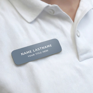 Simple Basic Dusty Blue Title Safety Pin Magnetic Naamplaatje