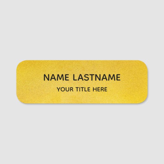 Simple Basic Faux Gold Title Safety Pin Magnetic Naamplaatje (Voorkant)