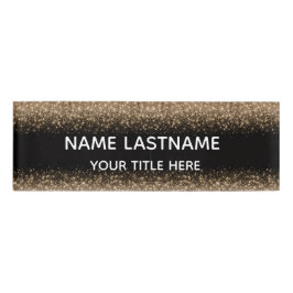 Simple Basic Minimal black &glitter White Naambadge