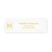 Simple Basic Mustard Initiaal Monogram Name Border Etiket (Voorkant)