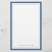 Simple Basic Navy Blue Border Stationery Briefpapier (Voorkant)