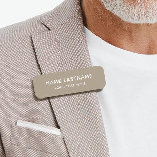 Simple Basic Tan Beige Title Safety Pin Magnetic Naamplaatje