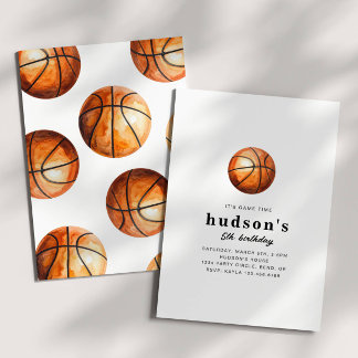 Simple Basketball Birthday Invitation Kaart