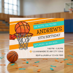 Simple Basketball Sports Invitation d'anniversaire