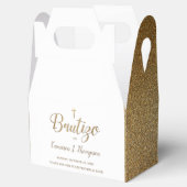 Simple Bautizo Gold White Cross Spaans bedankt Bedankdoosjes (Geopend)