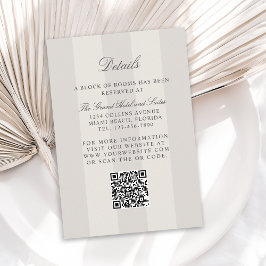Simple Beach Sand Cabana Stripes Wedding Details Informatiekaartje