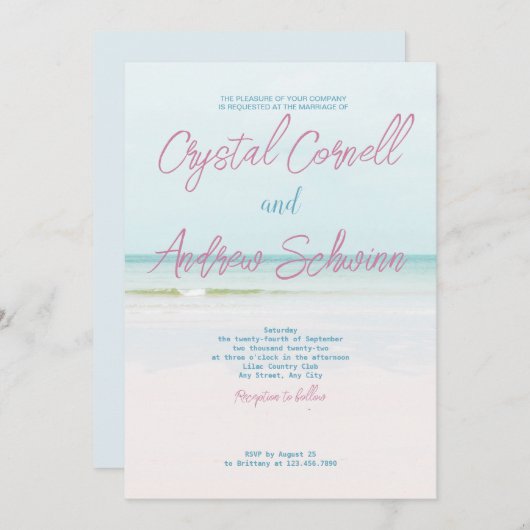 Simple Beach Wedding Invitation (Devant / Derrière)