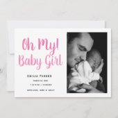 Simple bébé fille photo Collage Faire-part de nais (Devant)