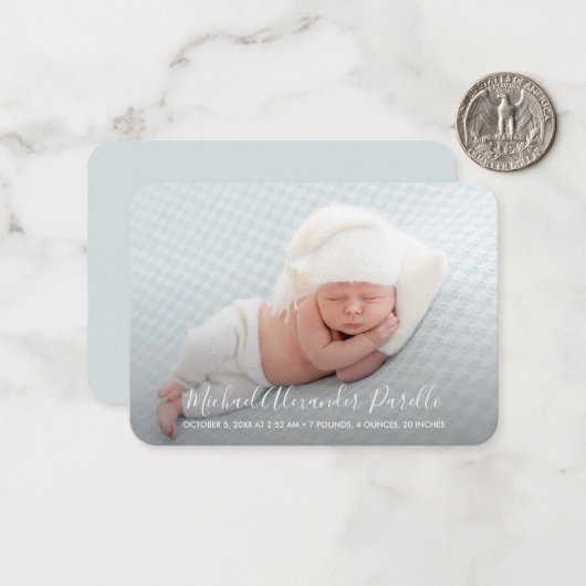 Simple bébé photo petit Faire-part de naissance (Devant/Arrière en situation)