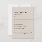 Simple Beige Meal Choice Wedding RSVP Card (Devant)