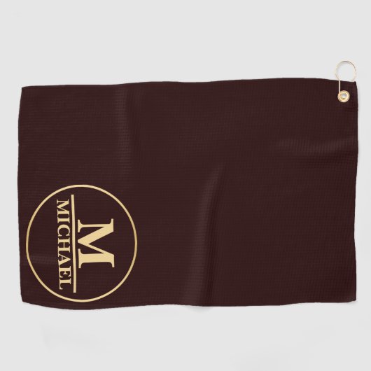 Simple Beige Monogram Golf Serviette (Horizontal)