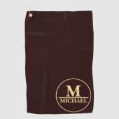 Simple Beige Monogram Golf Serviette (Devant)