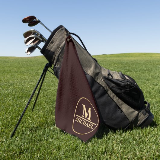 Simple Beige Monogram Golf Serviette (Vert)